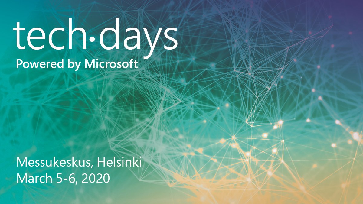 My agenda for TechDays Finland 2020