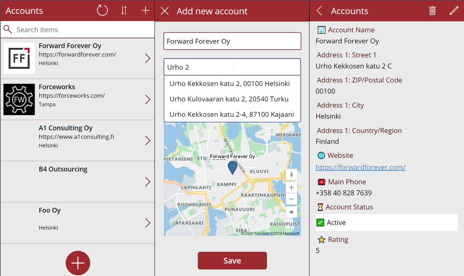 Account address capture & mapping with Power Apps