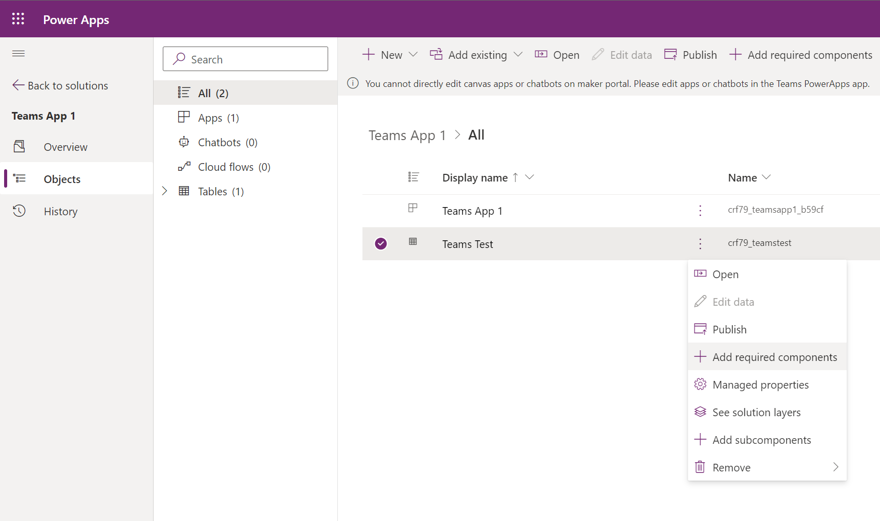 Working with solutions in Dataverse for Teams